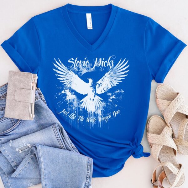 Stevie Nicks White Winged Dove T-Shirt, Vintage Rock Band Tee, Retro Music Lover Gift, Boho Graphic V-Neck Top, 70s Style Shirt - Image 8