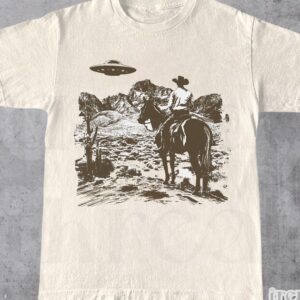 Ufo Western Shirt, Retro T-Shirt, Vintage Cowboy TShirt, Rodeo T Shirt, Wild West Shirt, Western Oversized Tee, Unisex