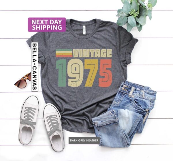 Vintage 1975 Retro Style, 50th Birthday T Shirt 2025, Fiftieth Gift Ideas, Father Gift, 1975 Vintage Birthday Gift, 50th Birthday for Women - Image 2