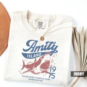 Comfort Colors® Jaws Amity Island 1975 Unisex Tee, Movie Inspired Gift, Cotton T-Shirt for Film Buffs, Retro Summer Shirt, Vintage Beach Tee